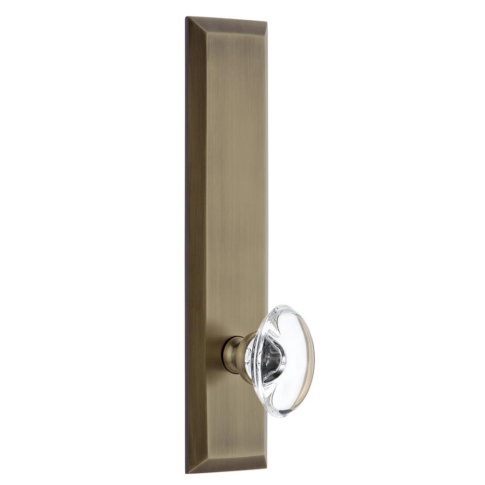 Grandeur by Nostalgic Warehouse FAVPRO Fifth Avenue Tall Plate Privacy with Provence Knob in Vintage Brass